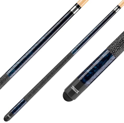 Winsport Billardqueue Trilux Junior, kurzer 2-TLG. Shorty Pool-Cue 130 cm, Leinen Griffband, 13 mm Profi Tip, ideal für Kinder/Jugend, Farbe blau