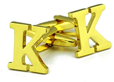 BCughia Manschettenknöpfe Herren, Manchettenknoepfe Gold Gold Kupfer Buchstabe K Design Manschettenknöpfe zur Geschäft Geburtstag