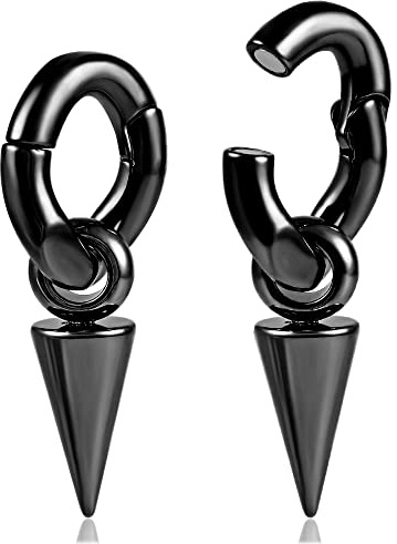 Vankula Ear Weights Ohr tunnel Gewichte Flesh Hangers Drehreifen mit Niete Edelstahl für männer damen Ohrpiercing Gestreckte Schmuck 6mm Schwarz