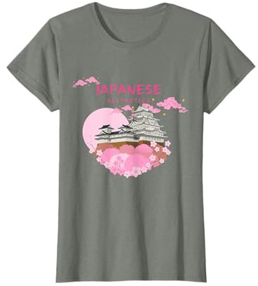 Temple chinois japonais fleur de cerisier Anime Japon Esthétique T-Shirt