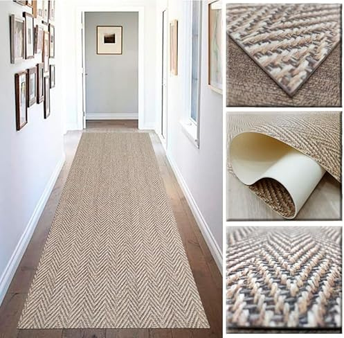 Tadi & Imperio1979 Alfombra Vinilica Espiga, para Cocina, Pasillo, de Color Marron, beig Efecto Natural digitalizado.