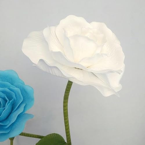ZEYRU Fiore Artificiale Gigante Fiore Finto Grande Schiuma Rosa con Steli per Sfondo di Nozze Decorazione Vetrina Palcoscenico San Valentino-testa di Fiore Bianco,40cm