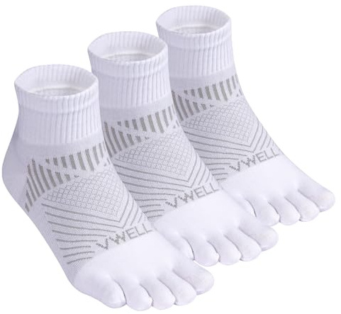 VWELL Toe Socks for Men and Women COOLMAX Five Finger socks Athletic Running Sock Quarter Ankle Toe sock (3Pairs)