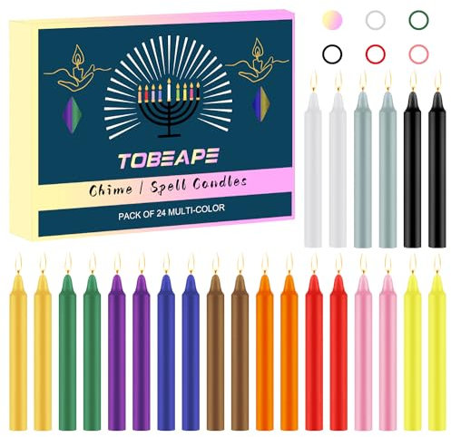Tobeape 24 velas mágicas de colores, 10 cm de alto, inodoras, para brujería, altar wiccano, herramientas mágicas, rituales, oraciones, meditación y decoración de fiestas