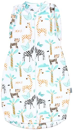TupTam Baby Pucksack Swaddle Bag Wattiert Babyschlafsack unisex, Farbe: Unwattiert 0.5 TOG/Safari Grün, Größe: 3-6 Monate