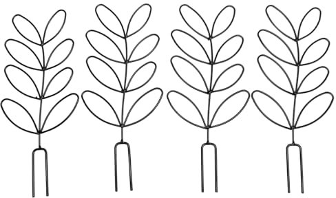 4 Stück Pflanzenspalier, Metall-Pflanzenstütze, Stabiles Gartenpflanzen-Stützgestell, Moderne Art, Pflanzen-Kletterstütze, Metalldrahtpfahl für Drinnen und Draußen, Blumen, Früchte
