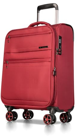 Cocoono Handgepäck Koffer 55x40x20 – Leichter Stoff Reisekoffer mit Rollen, TSA-Schloss, erweiterbar, 40L – Cabin Trolley für Flugreisen, 360° Doppelrollen, Robustes Hand Luggage (rot, M)