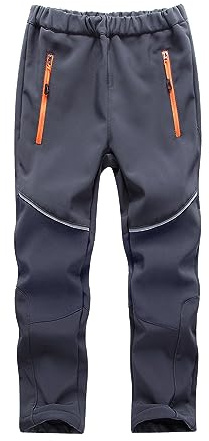 Jogwits Softshellbyxor för barn, skidbyxor, vandringsbyxor, fodrade cargobyxor, vattentäta termobyxor, pojkar, flickor, snöbyxor, vinter, utomhusbyxor-1510, grå, 152-164