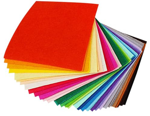 40 Stück 1 mm mehrfarbige Filzbögen, bunter weicher Filzstoff, helle Farbe, Nähfilz, verschiedene Farben, Bastelfilz, Patchworkstoff, Filz, handgefertigtes Filzmaterial für Kunst