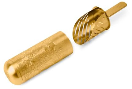 Stainless Steel Tea Infuser Stick with Scoop Lid for Loose Leaf Tea | Gold Reusable Tea Steeper Strainer, Long Handle Pipe Filter | Elegant Tea Accessory Gift for Tea Lovers