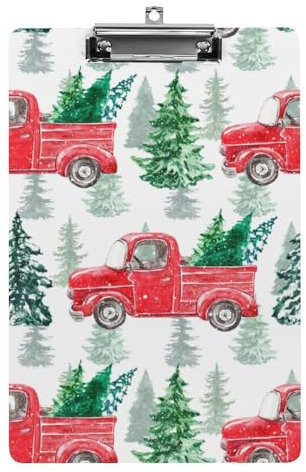 Klemmbretter für Kinder, weihnachtliches rotes LKW-Druck, Acryl-Klemmbrett, leichtes Klemmbrett, A4-Größe, hält 21,6 x 32,5 cm, für Lehrer, Studenten, Frauen, Männer, Mädchen, Jungen
