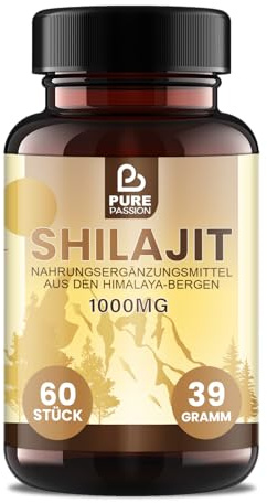 Pure Passion® Shilajit Kapseln - Extra Hochdosiert 1000mg, 50% Huminsäure, 12% Fulvinsäure – Reich an Mineralien – Himalaya Original