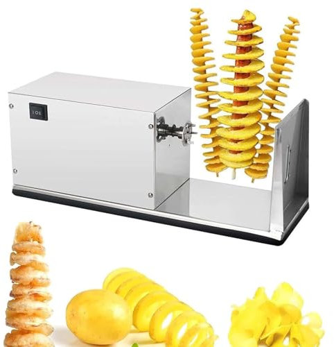 Hydravex Cortadora de Patatas eléctrica en Espiral, cortadora de Patatas en Espiral de Acero Inoxidable, cortadora de Patatas automática en Espiral, cortadora de Verduras para Uso Comercial doméstico