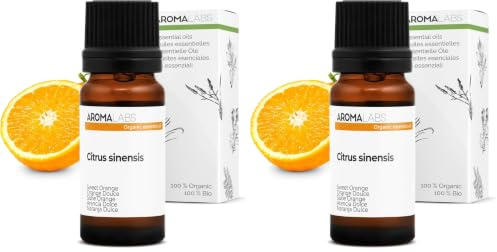 BIO - Aceite Esencial NARANJA DULCE - 10mL - 100% Puro, Natural, Quimiotipado y Certificado AB - AROMA LABS (Marca Francesa) (Paquete de 2)