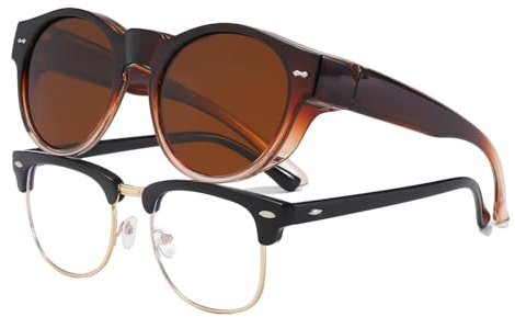 Long Keeper Polarisierte Überzieh Sonnenbrille Damen Runde Sonnenbrillen über Brillen Trendige Überbrille für Brillenträger Fahren Reisen Passen Über Sonnenbrillen