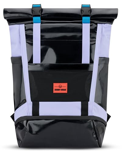 Johnny Urban Rolltop Rucksack Damen & Herren Schwarz Lila - Ashton - Tagesrucksack mit Laptopfach für Uni Arbeit Reise - Großer Backpack mit Extra Schuhfach - Wasserabweisend