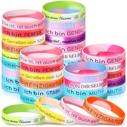 Harrycle 36 Stück Kinder Motivationsarmbänder mit Positiven Sprüchen