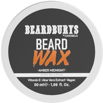 Beardburys Beard Wax Black | Cera di fissaggio morbida per barba e baffi, fissaggio naturale, aroma unico, senza parabeni - tutti i tipi di barbe - 50 ml