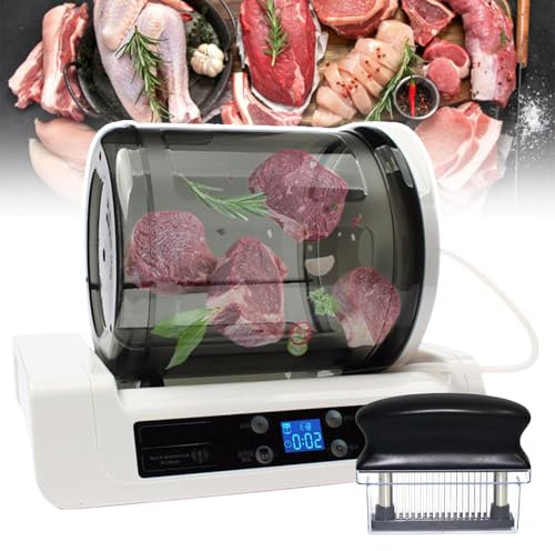 agreilduite Marinateur à gobelet Automatique pour Viande Marinage Commerciale de Viande et légumes sous Vide, Machine à Marinade Professionnelle avec Tambour de 5 L et attendrisseur de Viande