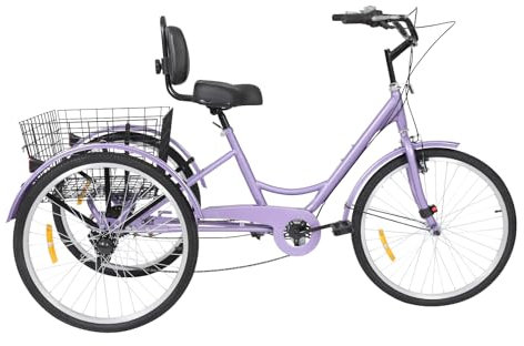 Owneed 24 Zoll Fahrrad | Citybike | Fahrräder | Bike 7 Gang Erwachsene Unisex | Dreirad für Erwachsene - Aluminiumfelgen -Kohlenstoffstahlrahmen - Komfortsattel - Umweltfreundlich. (Lila)