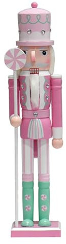 Pocoiau Soldado cascanueces, soldado de madera de color macarrón, 50 cm, tallado intrincadamente soldado de madera, durabilidad, uso doméstico y profesional, artesanía fina