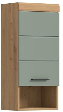 xonox.home - Hängeschrank Scout 37x79x24 cm in Artisan Eiche und Salbei - Wandhängender Badschrank - stabile Konstruktion erstklassige Qualität