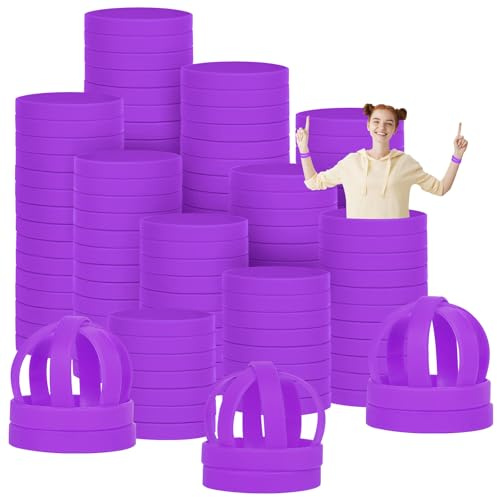 LVNRIDS 200 PCS Silicone Wristbands Rubber Bracelets for Kid Teen, 7 inch Purple Silicone Wrist Bands for Business School Activity Party Events Music Festival