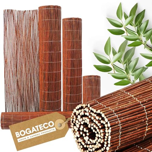 BOGATECO Brise-vue en bois - Clôture de jardin - 200 cm de haut et 500 cm de long - Clôture en osier naturelle pour le jardin, le balcon et la terrasse