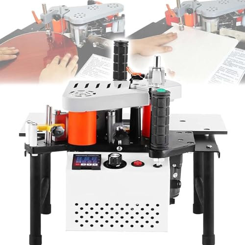 ZJHESXV Kantenanleimmaschine für die Holzbearbeitung, Tragbare Kantenanleimmaschine, Gebogene, Gerade Kantenanleimmaschine mit Geschwindigkeitsregelung 5-10 m/min, für die Kantenanleimung