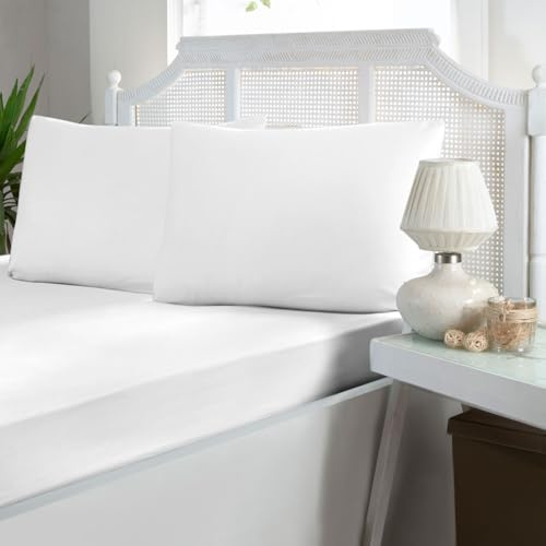 Berca Home 400 trådtäthet egyptisk bomull dra-på-lakan – silkeslen mjuk känsla, 35 cm extra djup, 360° elastisk passform, Oeko-Tex-certifierad (vit, super king size 180 x 200 cm (71 tum x 79 tum)