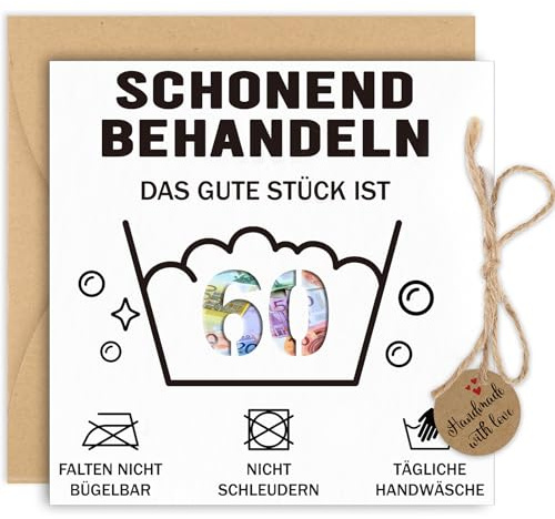 Thboxes Geldgeschenke Geburtstag 60, Geburtstagskarte Geldgeschenke Verpackung mit Umschlag Grußkarte Personalisiertes Geldgeschenk für Männer Frauen