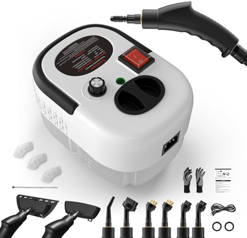 Steam Cleaner, Steamer for Cleaning, Portable Handheld Steam Cleaner, 1.2L Water Tank, 15s Fast Heating, Multipurpose Steamer for Home, Hand Held Steamer for Car, Kitchen, Bathroom, Tile - White