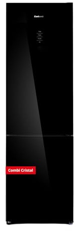 Corbero - Frigorífico Combi | CCGLML201725NFN | No Frost | Inverter | 356L | 200cm | Display Puerta | Fresh Box | Cajón Crisper | Estantes cristal | Cristal Negro