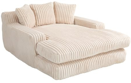 ZYLOYAL10 Cord-Schlafsofa Cloud Couch mit 3 weichen Kissen, bequemes Einzelsitz-Bodensofa für Wohnzimmer Wohnung Büro (Beige)