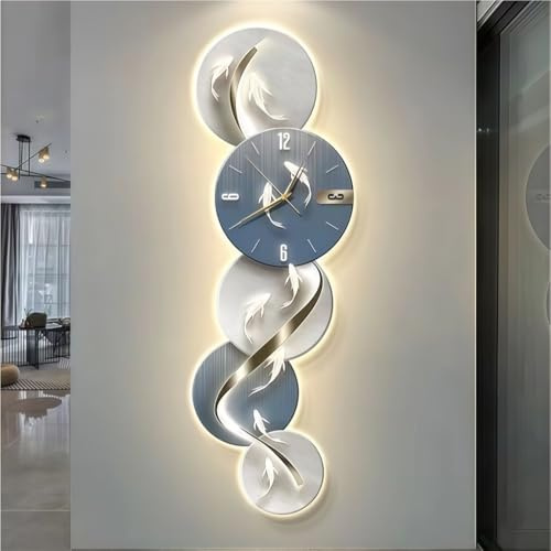 Moderno Orologio da Parete Decorativo per Ingresso con luci a LED, Decorazioni murali con Design a Spirale 3D Adatte per soggiorni, camere da Letto e uffici (Blu, Piccolo)