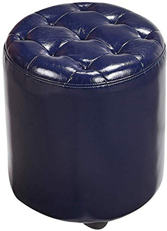 Stilvoller schwarzer Leder-Pouf – Massivholz-Fußhocker und kleine Bank, 40 x 40 x 35 cm – vielseitiges Wohnzimmer-Couchtisch-Accessoire