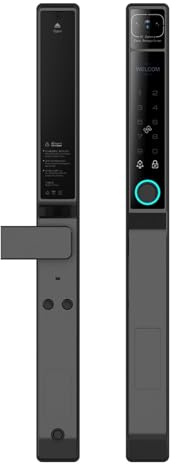 Swokely Smart Lock 2,4 GHz WiFi Keyless Eingangstür Schloss Griff Aluminium Biometrische Tür Ty App für 40-120 Mm Dicke Büro Home Schlafzimmertür (Schwarz)
