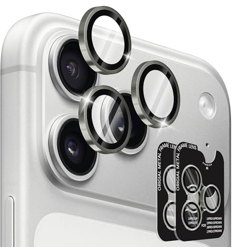 2 Jeux Protection Camera pour iPhone 17 Pro Max/17 Pro/16 Pro/16 Pro Max | Verre Trempé 9H Anti-rayures, Ultra-fin, Anneau Individuel Protections d'objectif pour iPhone 15 Pro/15 Pro Max – Argent
