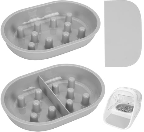 Feriva Lot de Tapis et Gamelle Anti Glouton Chat pour Sure Feed Alimentateur Automatique, 1 Bol Simple, 1 Bol Double, 1 Tapis, Promouvoir Une Alimentation Saine, Antidérapant, Facile à Nettoyer