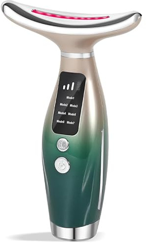 Electric Facial Lifting Anti ageing Massager, Thermal Vibration Beauty Device, Face and Neck Sculpting Tool, Firming and Toning (Green)