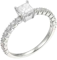 KnSam Echt Schmuck PT950 Platin Freundschaftsringe, 0.5ct Labor Erstellt Diamant Verlobungsring Klassiker Prinzessschliff Weiß, Ring mit Moissanit Platin, Gr.47 (15.0)