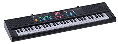 Jelquix Keyboard Piano Instrument 61 Keys Electric Digital Multifunctional for Kids and Beginners, with Microphone and USB Cable, Black