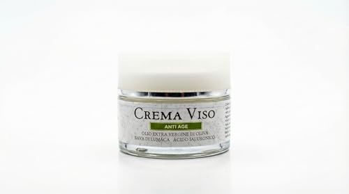 Crema Viso Antiage Antirughe Idratante e Rigenerante – con Bava di Lumaca, Acido Ialuronico e Olio Extravergine di Oliva – 50 ml
