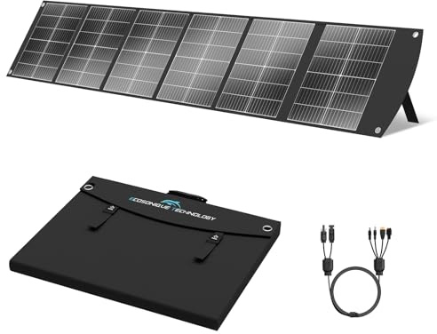 Ecosonique Panel Solar Portatil 200W Monocristalino Con USB-C 65 W PD3.0, Carga Rápida USB-A QC3.0, Salidas MC4, Soporte Ajustable Para Estaciones De Energía, Autocaravanas Y Exteriores