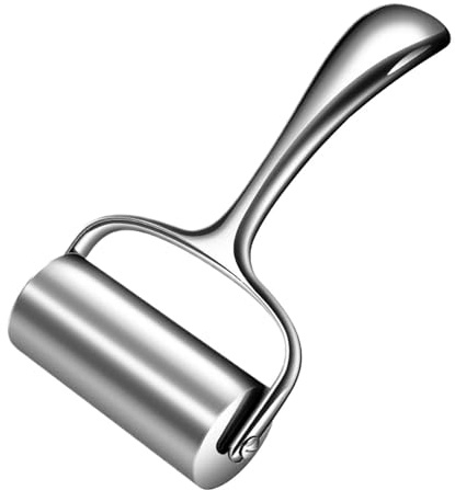 Mattarello in Acciaio - Utensile in Acciaio Antiaderente | Rullo per Impasto con Impugnatura Ergonomic - per Pizza, Pasta, Ravioli, Pasta di Zucchero, Torte e Biscotti