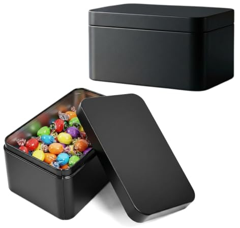 2 latas de metal con tapa, 13,2 x 8,5 x 6,3 cm