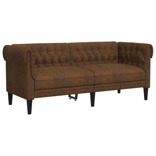 ULUYYUC Divano Chesterfield marrone, 182,5 x 74,5 x 74,5 cm, moderno a 2 posti, con bottoni e rivestimento in poliestere, elegante divano per soggiorno e salotto, divano imbottito con gambe in
