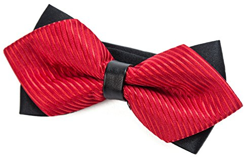 DonDon spetsig herrfluga band i retrolook stängs med hakar färdigknuten och längdjusterbar rödrandig