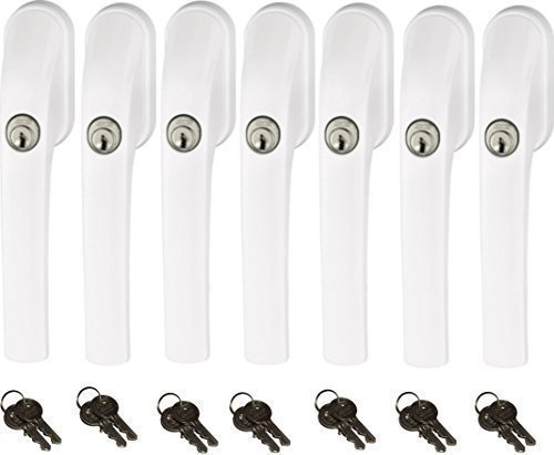 Abus FG300 abschließbarer Fenstergriff, weiß, im Set 7 Stück alle gleichschließend AL0125 mit insgesamt 14 Schlüssel