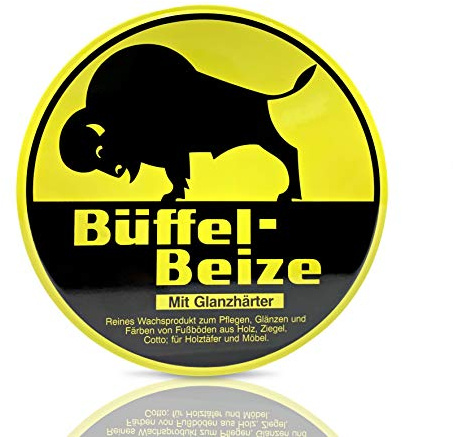 Büffel | Büffel-Beize Nr. 1 gelb 500ml | Gelbe Wachsbeize | Beize und Pflege von Holz, Holzböden und Möbeln | Strapazierfähig | Wasserabweisend